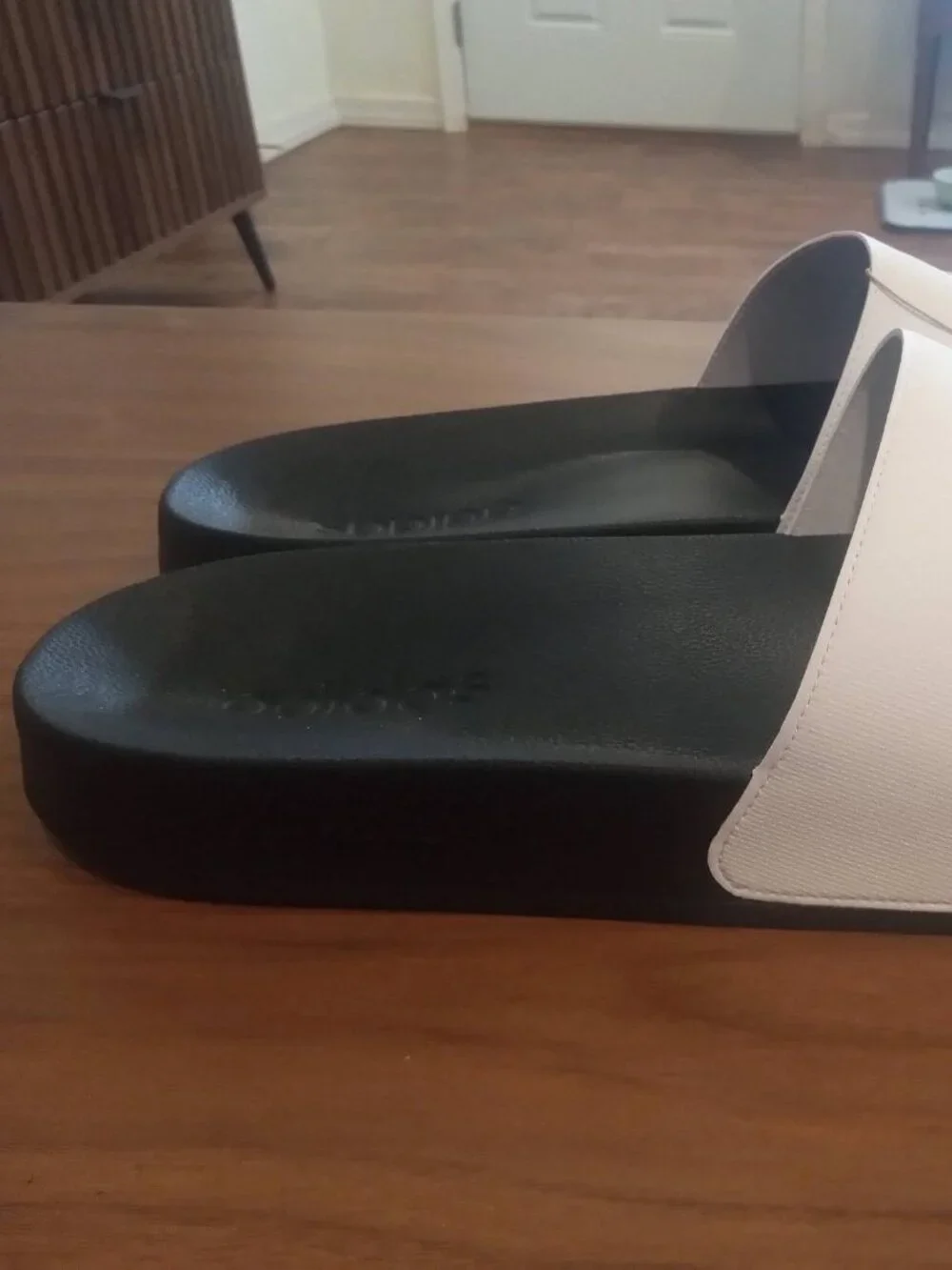 Adidas Mens Adilette Shower Size 18 BLK/WHT Athletic Cloudfoam Slide New Size 18